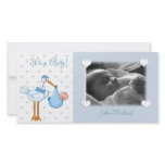 Blue Stork Baby Boy photo cards