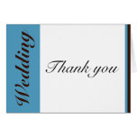 Blue Stripe Chocolate Brown Wedding Thank You Card