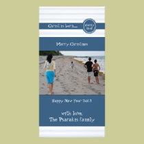 Blue Striped Christmas photo cards