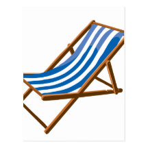 blue striped wooden beach chair.png post cards