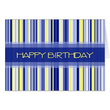 Blue Stripes Business From Group Birthday Card