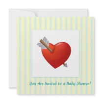 Blue Stripes - Pierced Valentine Heart Custom Invitation