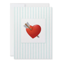Blue Stripes - Pierced Valentine Heart Personalized Announcements