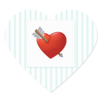 Blue Stripes - Pierced Valentine Heart Sticker