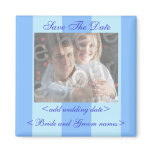 Blue Stripes Save The Date Photo Magnet