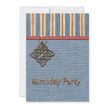 Blue Stripes Weave and Medallion Birthday Party invitations