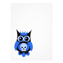 Blue Sugar Skull Owl Invitation
