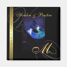 Blue Swirl Masquerade Mask Save The Date Magnet