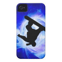 Blue Swirl Snowstorm Snowboard iPhone 4 Case