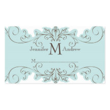 Blue Swirl Vintage Wedding Place Cards Business Card Template