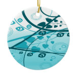 Blue Swirling Vines Christmas Ornament