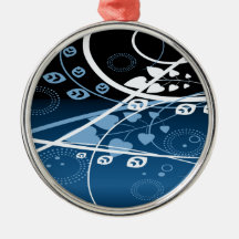 Blue Swirling Vines Christmas Tree Ornament