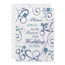 Blue Swirls Wedding Vow Renewal Invitation Card