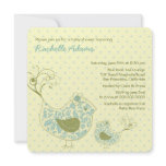 Blue Swirly Mum & Baby Bird Baby Shower Invitation