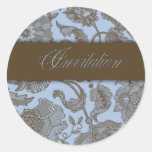 Blue Tapestry - Invitation Round Sticker