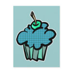 blue tartan plaid cupcake post cards