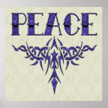 Blue Tattoo Peace Art Poster
