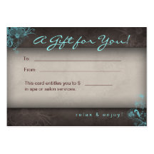 Blue Taupe Salon Spa Floral Gift Card Business Card Template