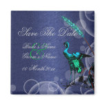 Blue teal bird wheat "save the date" magnets