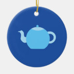 Blue Teapot on Navy Background. ornaments