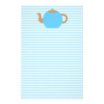 Blue Teapot picture on Blue Stripes. stationery