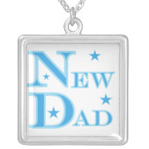 Blue Text New Dad Gifts Custom Jewelry