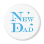 Blue Text New Dad Fridge Magnets
