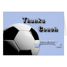 Blue Thanks Soccer Coach Greeting Card