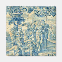 Blue tile fridge magnet