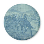 Blue tile with battle scene magnet