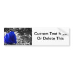 Blue tinted rose on silver back with Love text Bumper Stickers