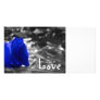 Blue tinted rose on silver back with Love text Photo Greeting Card