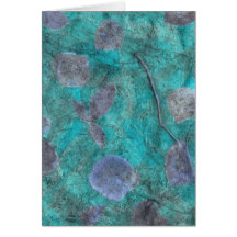 Blue tissue paper collage with rose petals greeting cards