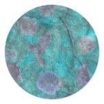 Blue tissue paper collage with rose petals round stickers