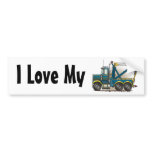 "Blue Tow Truck Wrecker, I Love My Bumper Sticker" bumper stickers