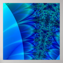 Blue Trace Fractal Posters