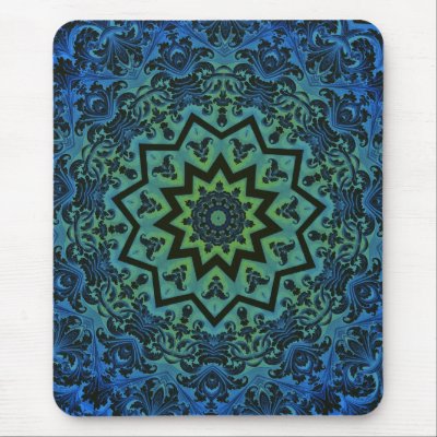 Blue Tranquillity Mandala Mousemats by twopurringcats
