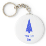 Blue Tree. Fir Evergreen Christmas Tree. Custom keychains