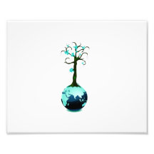 blue tree growing out of globe ecology.png photograph