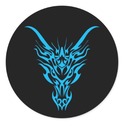 Blue Tribal Dragon Sticker by yarddawg