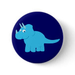 Blue Triceratops Dinosaur Pinback Button