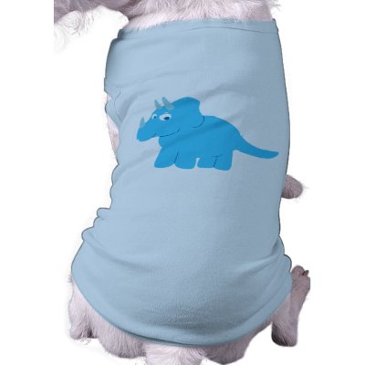 Blue Triceratops Dinosaur Pet T-shirt by toxiferous