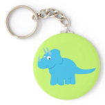 Blue Triceratops Dinosaur Key Chain