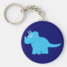 Blue Triceratops Dinosaur Keychain