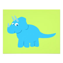 Blue Triceratops Dinosaur Personalized Invite