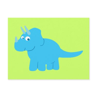 Blue Triceratops Dinosaur Postcards by toxiferous