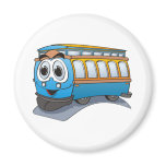 Blue Trolley Cartoon Magnets