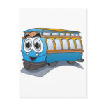 Blue Trolley Cartoon Post Card