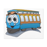 Blue Trolley Cartoon Postcard