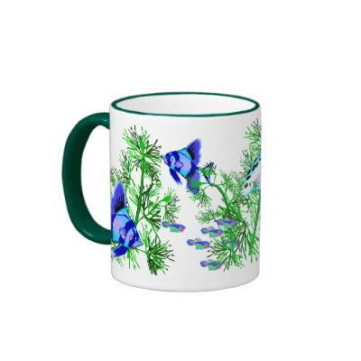 Blue Tropical Fish in Plants Coffee Mugs by ElainePlesser